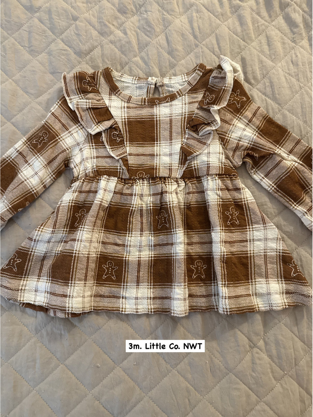 3m. Little Co. by LC Gingerbread Holiday Ruffle Knit Dress NWT